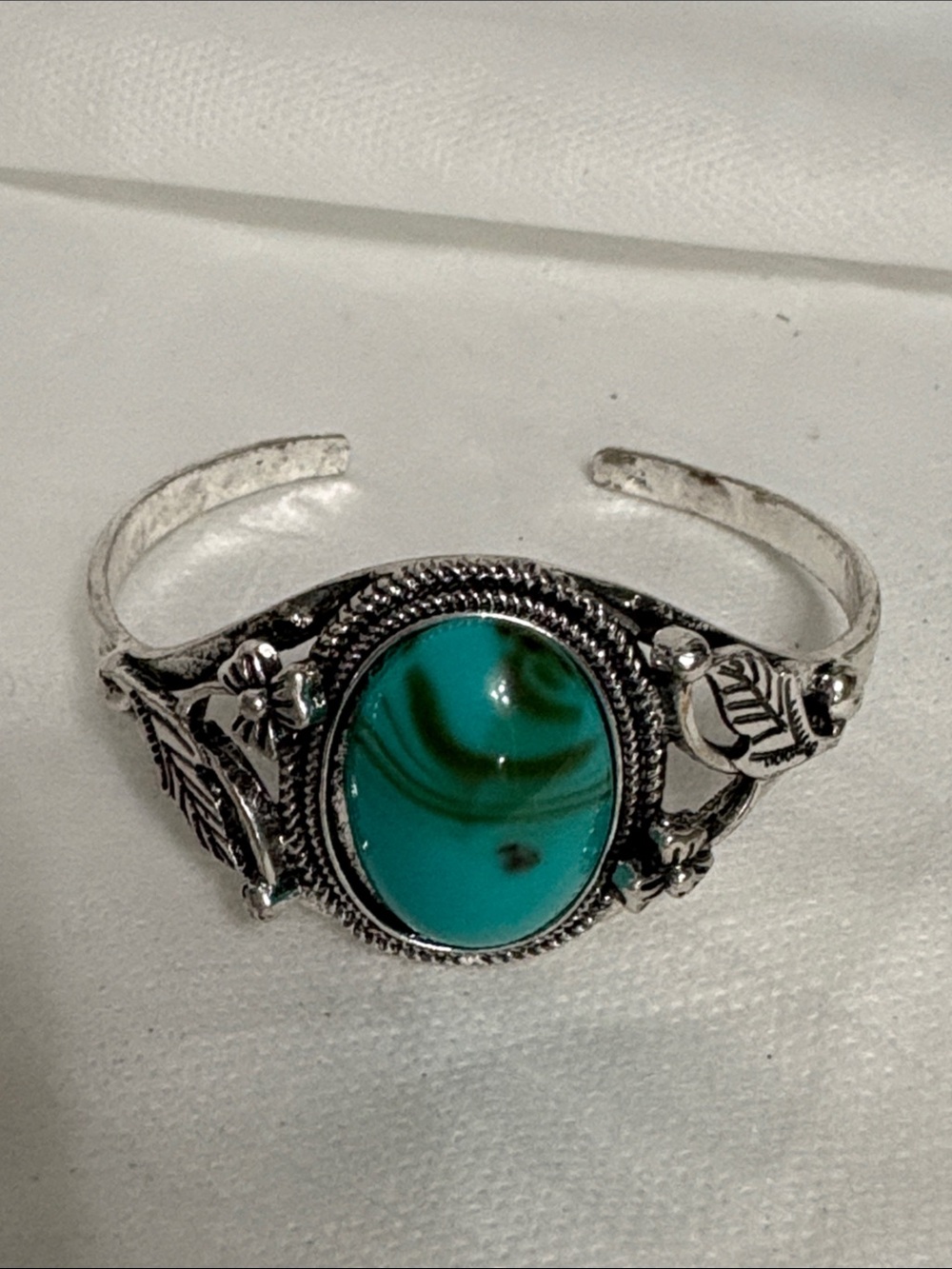 Silver-Tone Turquoise Stone Cuff Bracelet